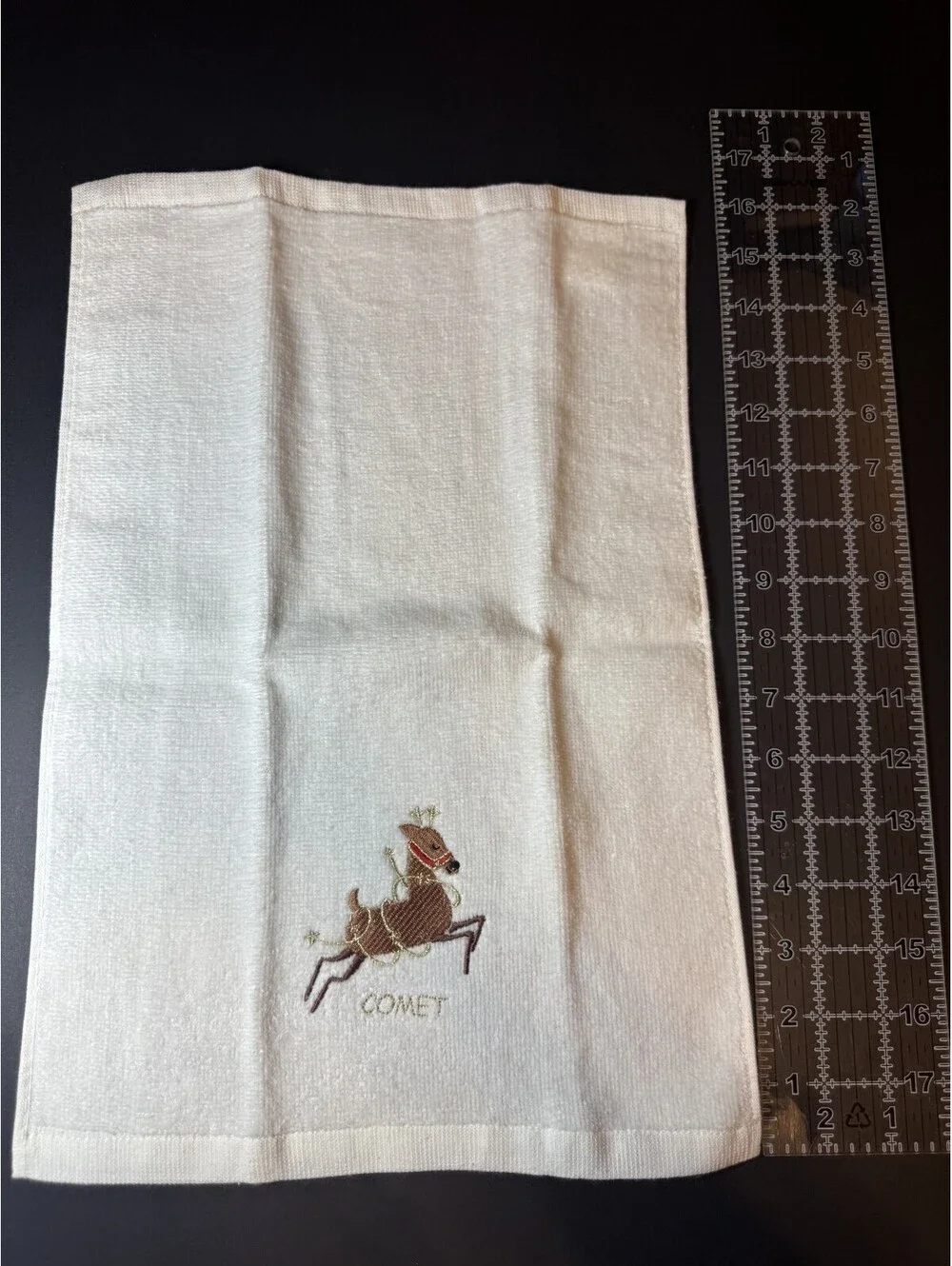 Vintage Embriodered Reindeer Christmas Hand Towels Set 9 Includes Rudolph